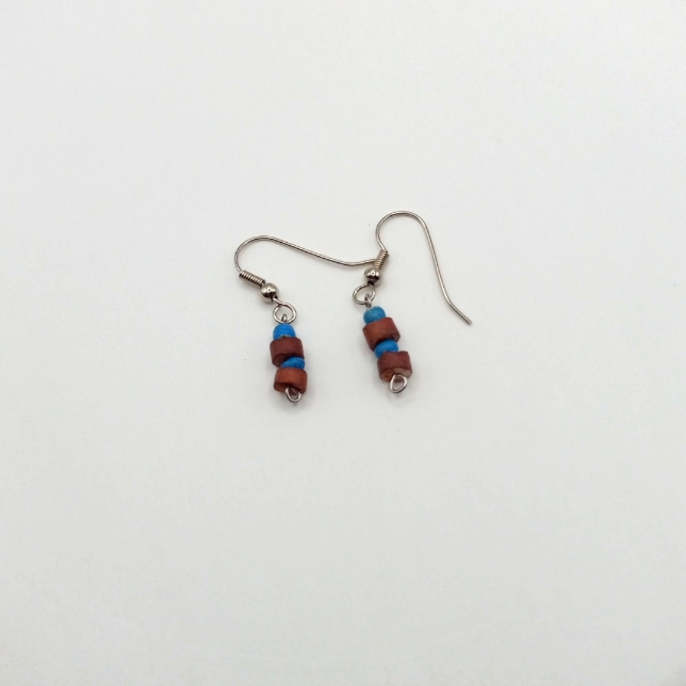 Silver and Wood Earrings